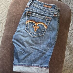 Rock Revival  Denim Jeans with Gold-Tone Embroidery